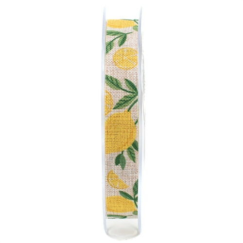 Nastro decorativo effetto lino con fantasia limoni 15x20 mt