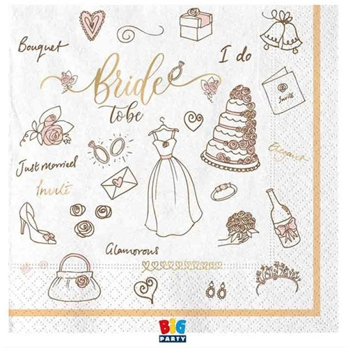 Tovaglioli 33 x 33 cm bride to be 20 pz