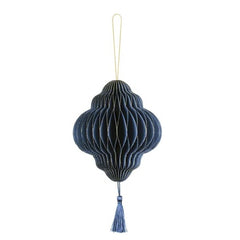 Lanterna decorativa a nido d'ape in carta, blu navy, 13,2x15cm