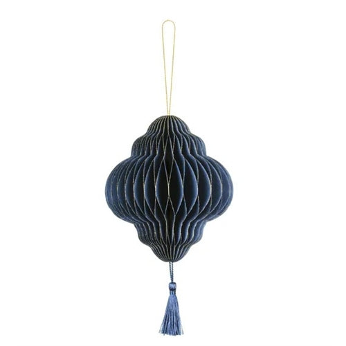 Lanterna decorativa a nido d'ape in carta, blu navy, 13,2x15cm