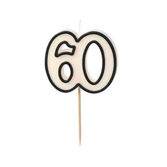 Candelina di compleanno numero 5,5 cm, bianco e nero