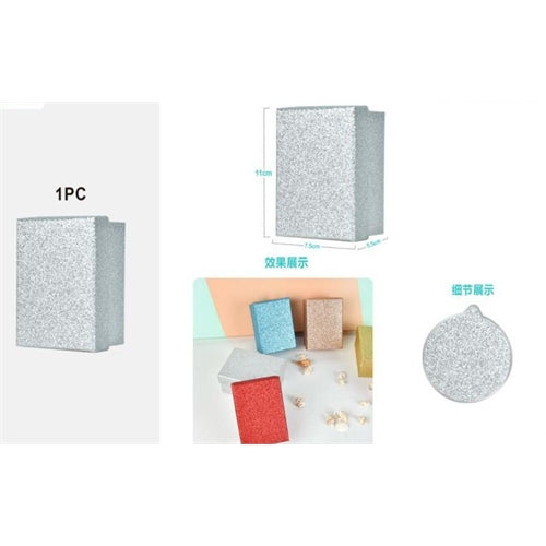 Scatolina regalo glitter argento 11 x 7,5 x 5,5 cm