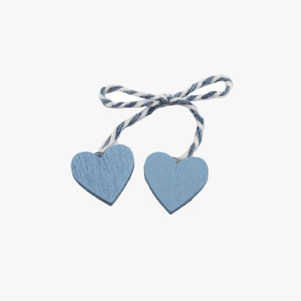 Coppia cuoricini in legno azzurra h.42