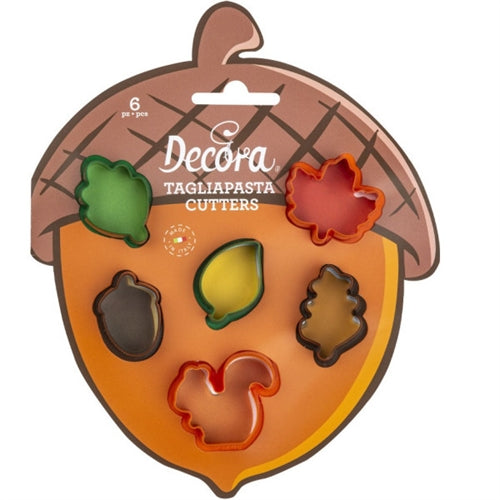 6 mini taglia-biscotti foglie autunnali in plastica