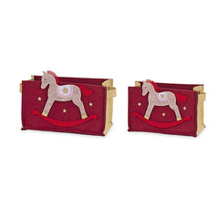 Set 2 cestini cavallino a dondolo 180 x 85 x 110 - 220 x 100 x 120 mm