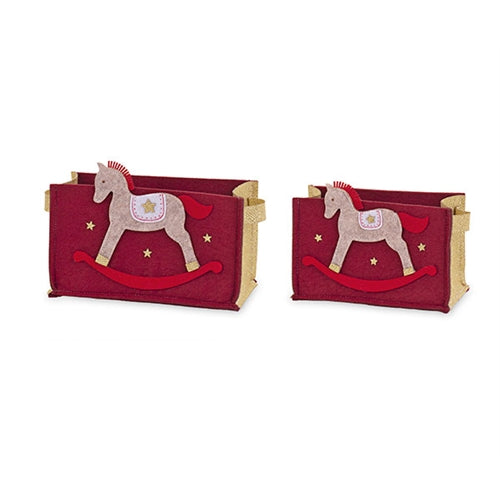 Set 2 cestini cavallino a dondolo 180 x 85 x 110 - 220 x 100 x 120 mm