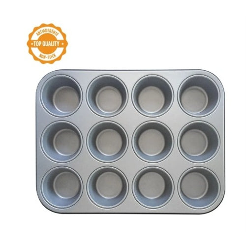 Teglia 12 muffin in acciaio antiaderente diametro 7 - 35x26xh.3 cm