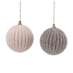 Palline di natale glitterate bianco perla e argento – ø 10 cm – 2 colori assortiti
