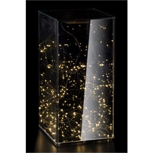 Alzatina con luci in vetro 20x20x h. 40 cm