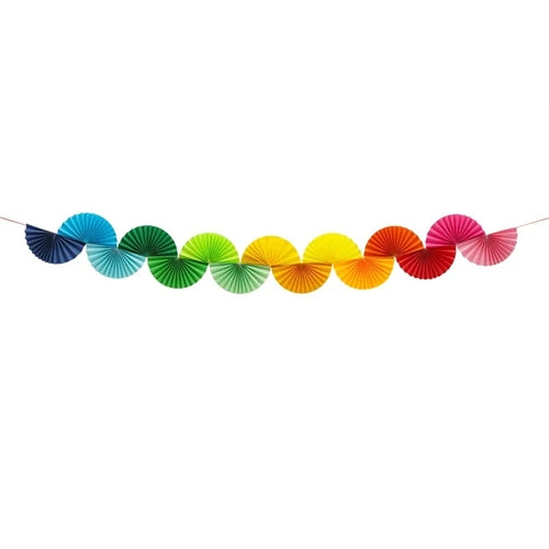 Ghirlanda di carta ventagli arcobaleno, 2,5 m, mix