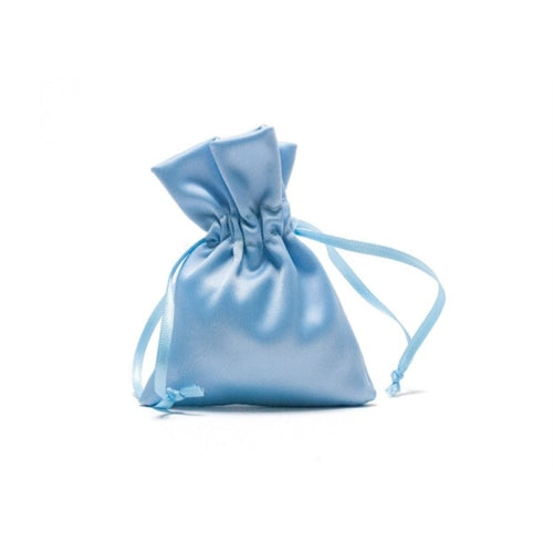 Sacchetto portaconfetti in raso azzurro – 8 × 10 cm