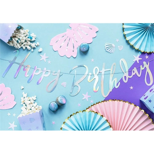 Festone buon compleanno,iridescente 16,5x62cm