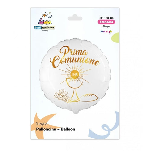 Palloncino foil tondo 18" prima comunione oro sfumato