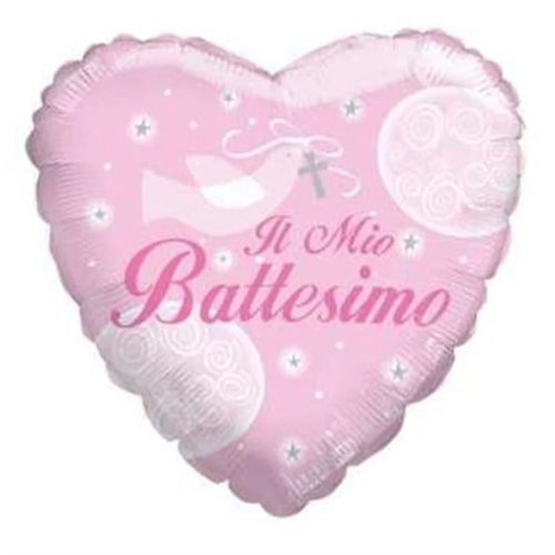 Mylar il mio battesimo cuore 36"