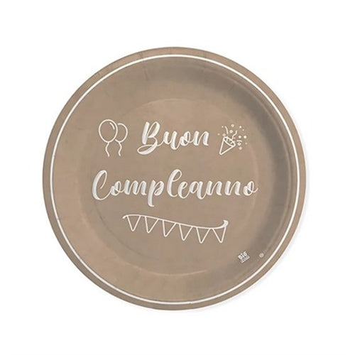Piatti buon compleaano kraft 18 cm 8 pz