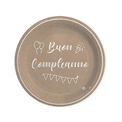 Piatti buon compleaano kraft 18 cm 8 pz