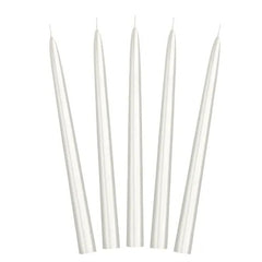 Candele coniche, metalliche, perla, 24 cm