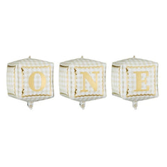 Cubi di palloncini in foil ''one'', 34 x 36 cm, mix (1 confezione / 3 pezzi)