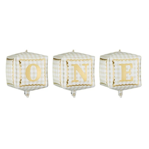 Cubi di palloncini in foil ''one'', 34 x 36 cm, mix (1 confezione / 3 pezzi)