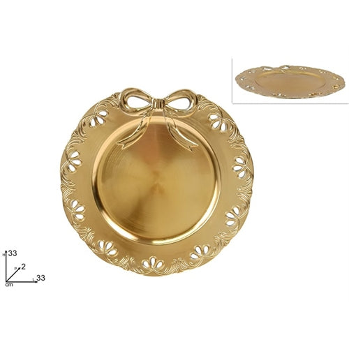 Sottopiatto oro con fiocco ø 33 cm