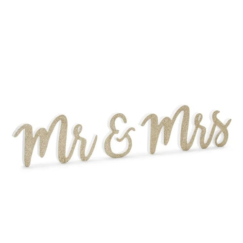 Scritta in legno mrs & mr gold 10x50 cm