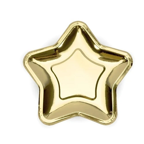 Piatti di carta a forma di stella, argento, 23 cm (1 confezione / 6 pezzi)