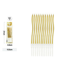 Candeline ondulate oro metallizzato per torta – set da 12 pezzi – 15,5 cm
