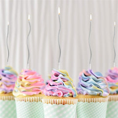 Candele curve argento 15.5 cm 12 pz