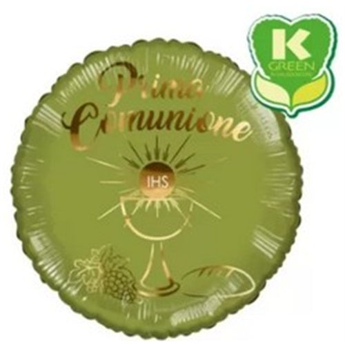 Mylar prima comunione tondo 18" verde oliva