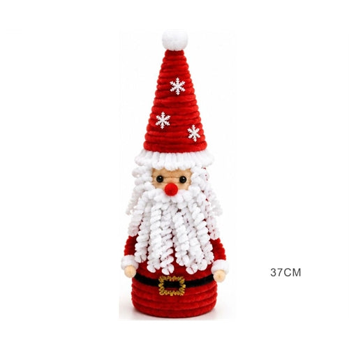Babbo natale decorativo in tessuto morbido con cappello rosso e fiocchi di neve – h 37 cm