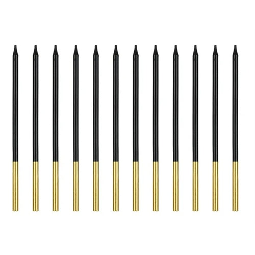Candele di compleanno semplici, nere, 14 cm 12 pz