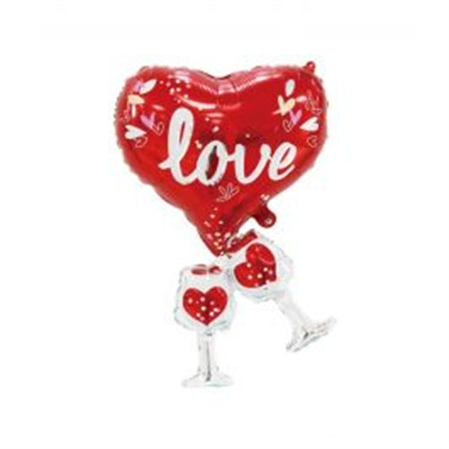 Mylar love calici champagne supershape 20"
