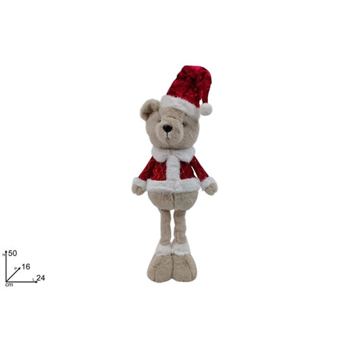 Orsetto natalizio decorativo con abito babbo natale – h 50 cm