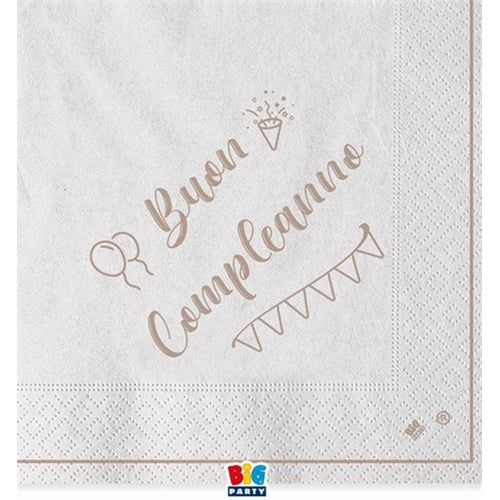 Tovaglioli buon compleanno kraft 33x33 cm 20 pz