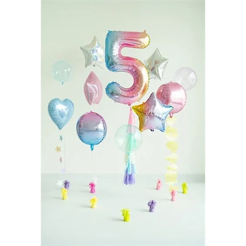 Palloncino in foil numero 86 cm, arcobaleno pastello