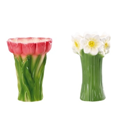 Vaso porcellana flower 2 modelli d. 16 x h. 23 cm