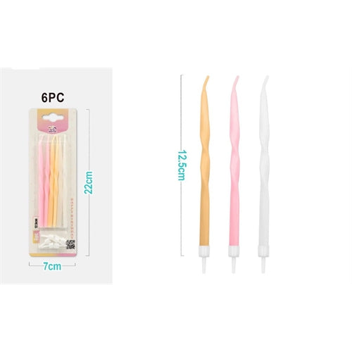 Candeline compleanno a spirale pastello – 12,5 cm – 6 pezzi