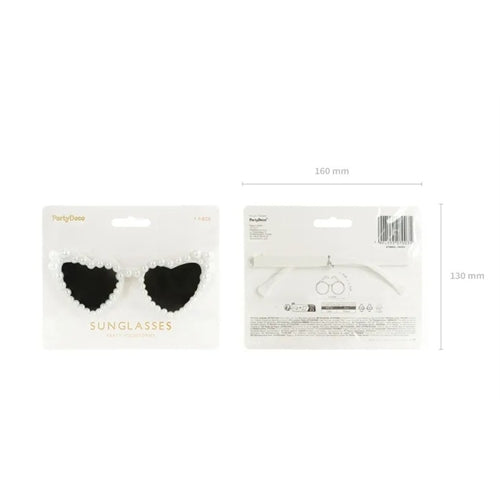 Occhiali a forma di cuore con perle,