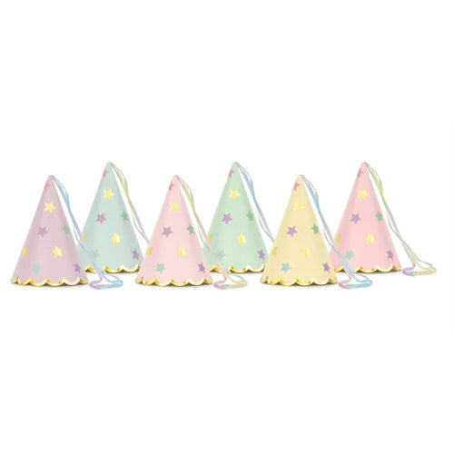 Cappellini da festa stelle, mix, 14,5 cm (1 confezione / 6 pezzi)