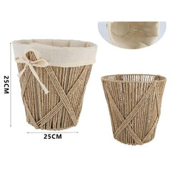 Cestino in fibre naturali con sacca in cotone 25x25 cm