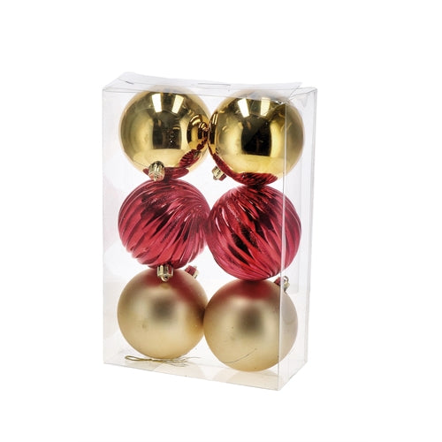 Set 6 palline natale assortiti diam. 10 cm