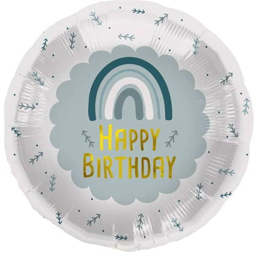Mylar 18" tondo birthday rainbow blue / pink