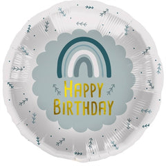 Mylar 18" tondo birthday rainbow blue / pink