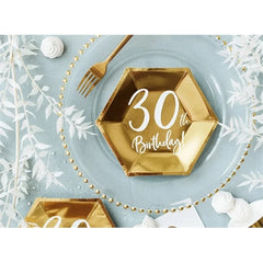 Piatti compleanno, oro, 20 cm (1 confezione / 6 pezzi)