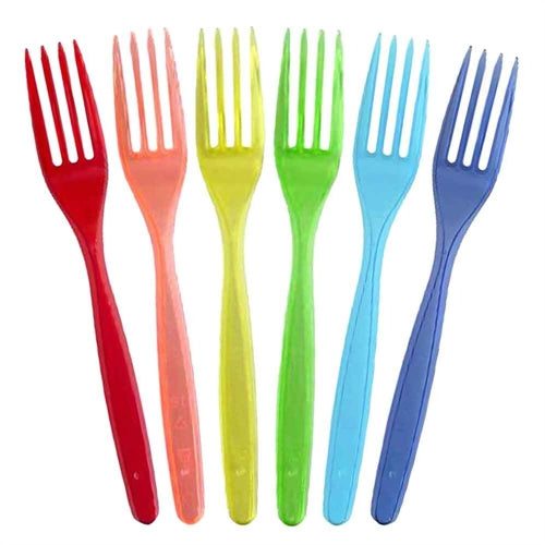 Forchette in plastica riutilizzabili 24 pezzi colori assortiti