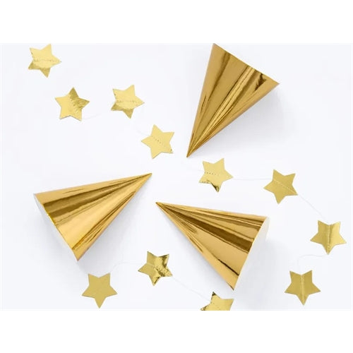 Cappellini da festa, dorati, 16 cm (1 confezione / 6 pezzi)