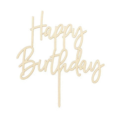 Cake topper in legno happy birthday 16.5 cm
