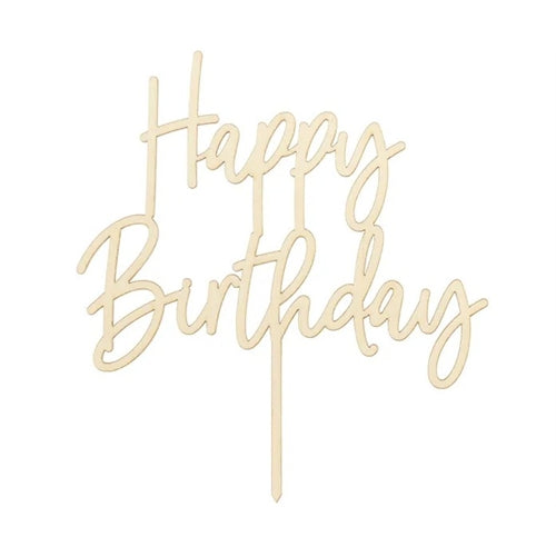 Cake topper in legno happy birthday 16.5 cm