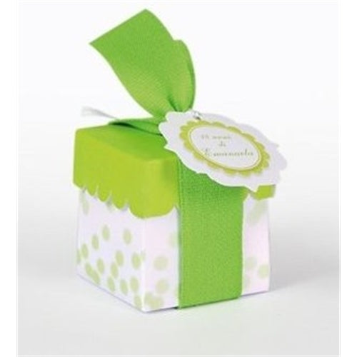 Scatolina quadrata fondo vassoio verde pois