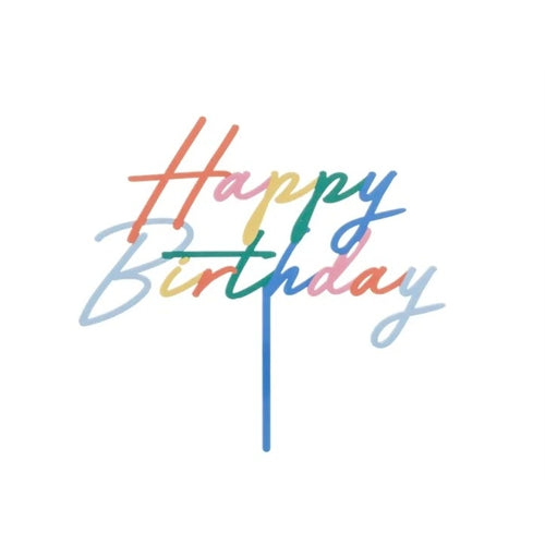 Decorazione per torta "happy birthday", 18x16,5 cm, assortimento misto.
